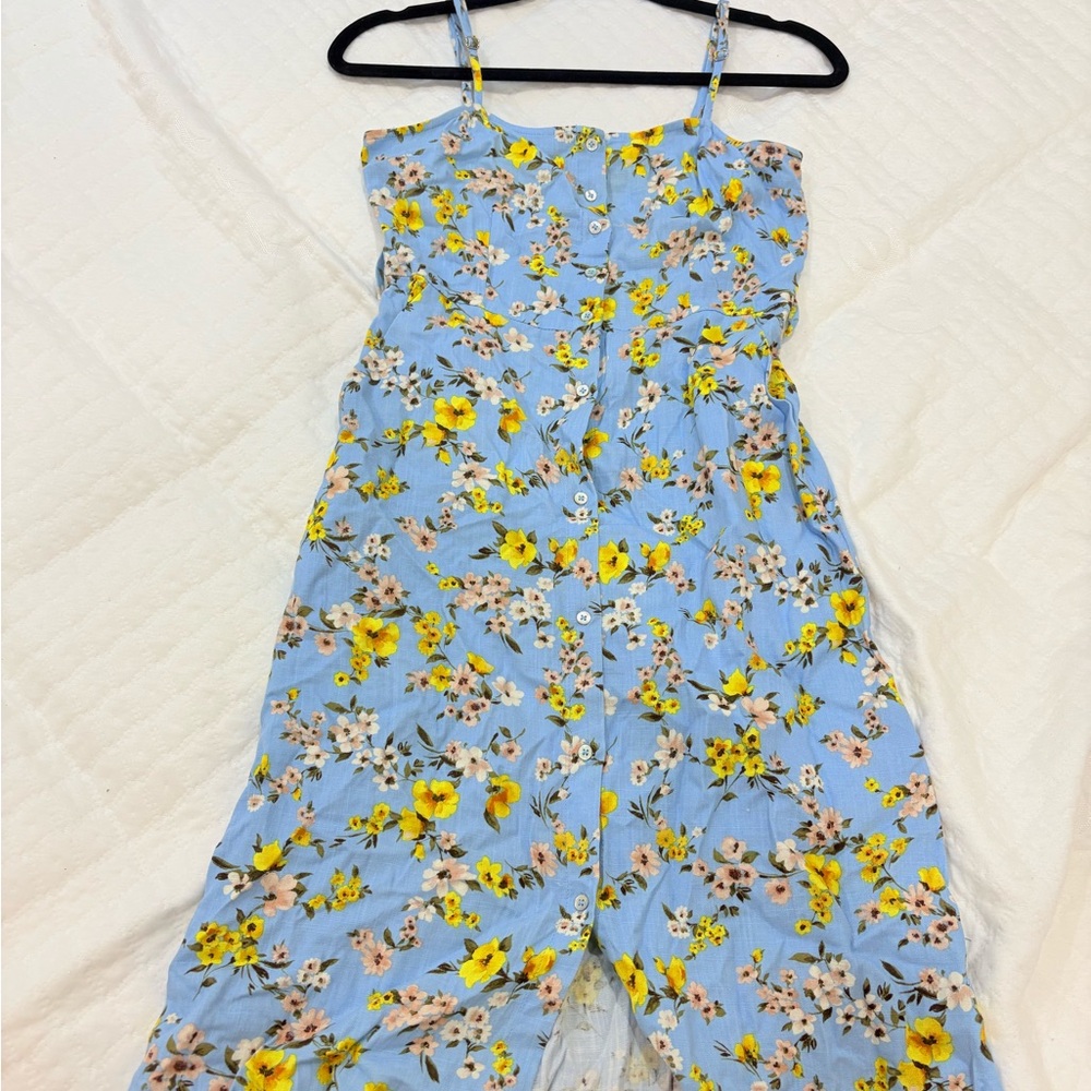 Floral Blue midi buttondown sundress